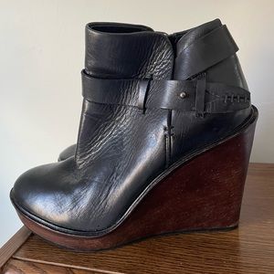 Dolce vita leather wood wedge booties size 7.5